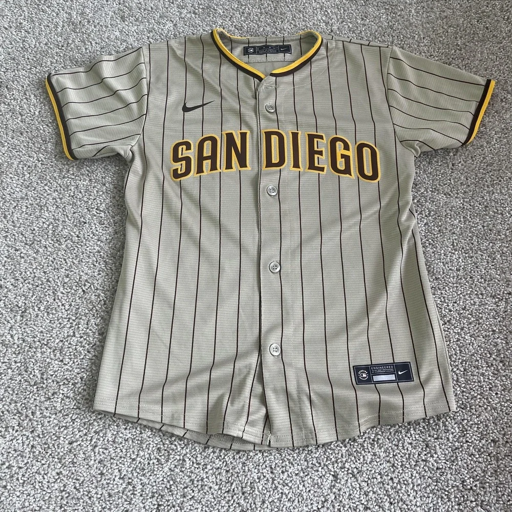 San Diego Padres Jersey Boys Medium Beige MLB Baseball Nike Fernando Tatis Jr 23